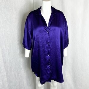 VINTAGE Victorias Secret Gold Label Satin Button Down Sleep Shirt